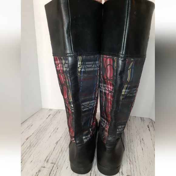 Coach 9B Chrissi Tall Tartan Logo Riding Boots - Picture 8 of 10